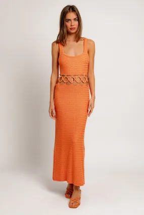 Center Cut-Out Orange Maxi Dress
