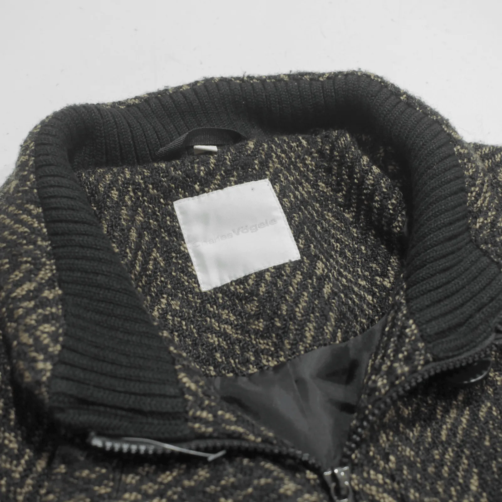 CHARLES VOGELE Womens Overcoat Coat Black Chevron XL