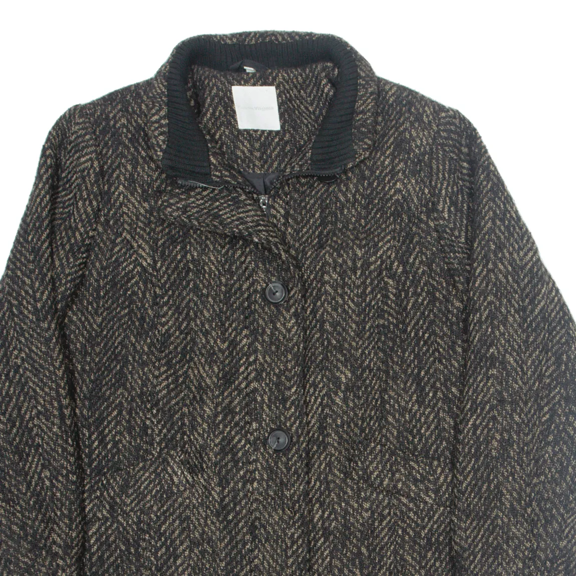 CHARLES VOGELE Womens Overcoat Coat Black Chevron XL