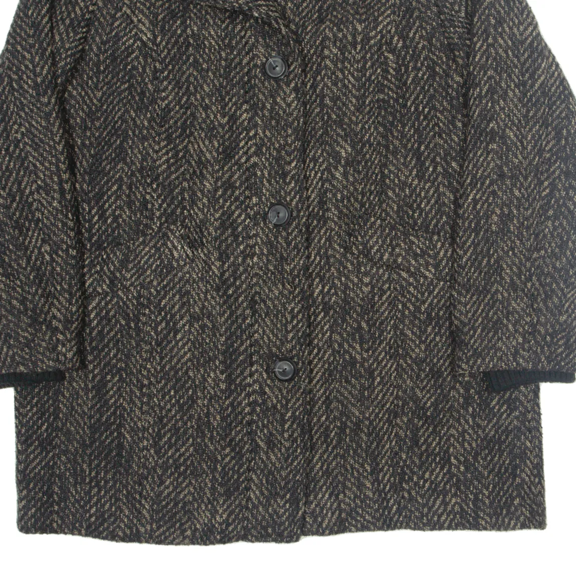 CHARLES VOGELE Womens Overcoat Coat Black Chevron XL
