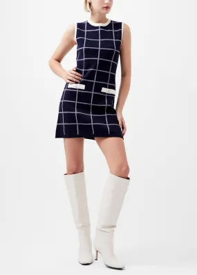 Check Sleeveless Crew Dress