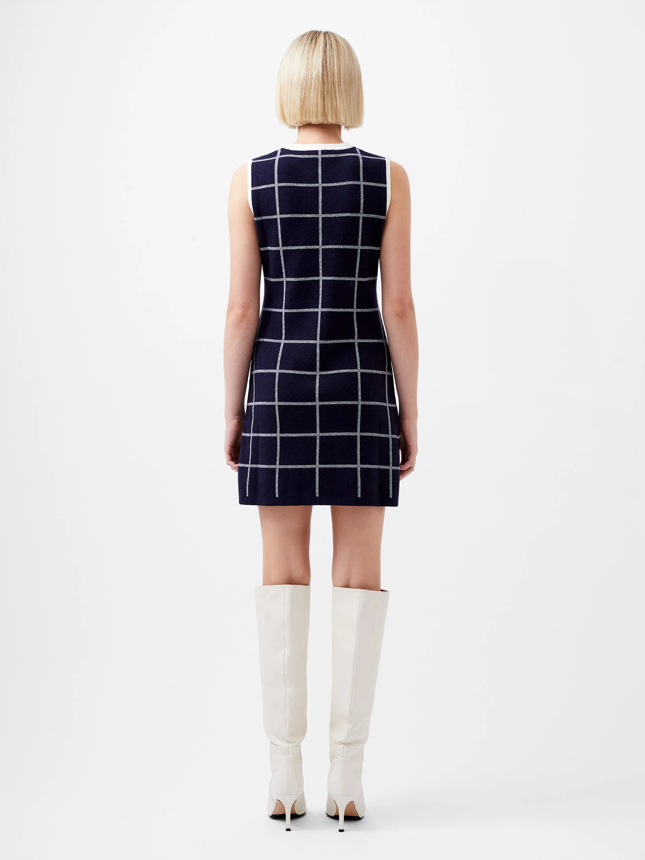 Check Sleeveless Crew Dress