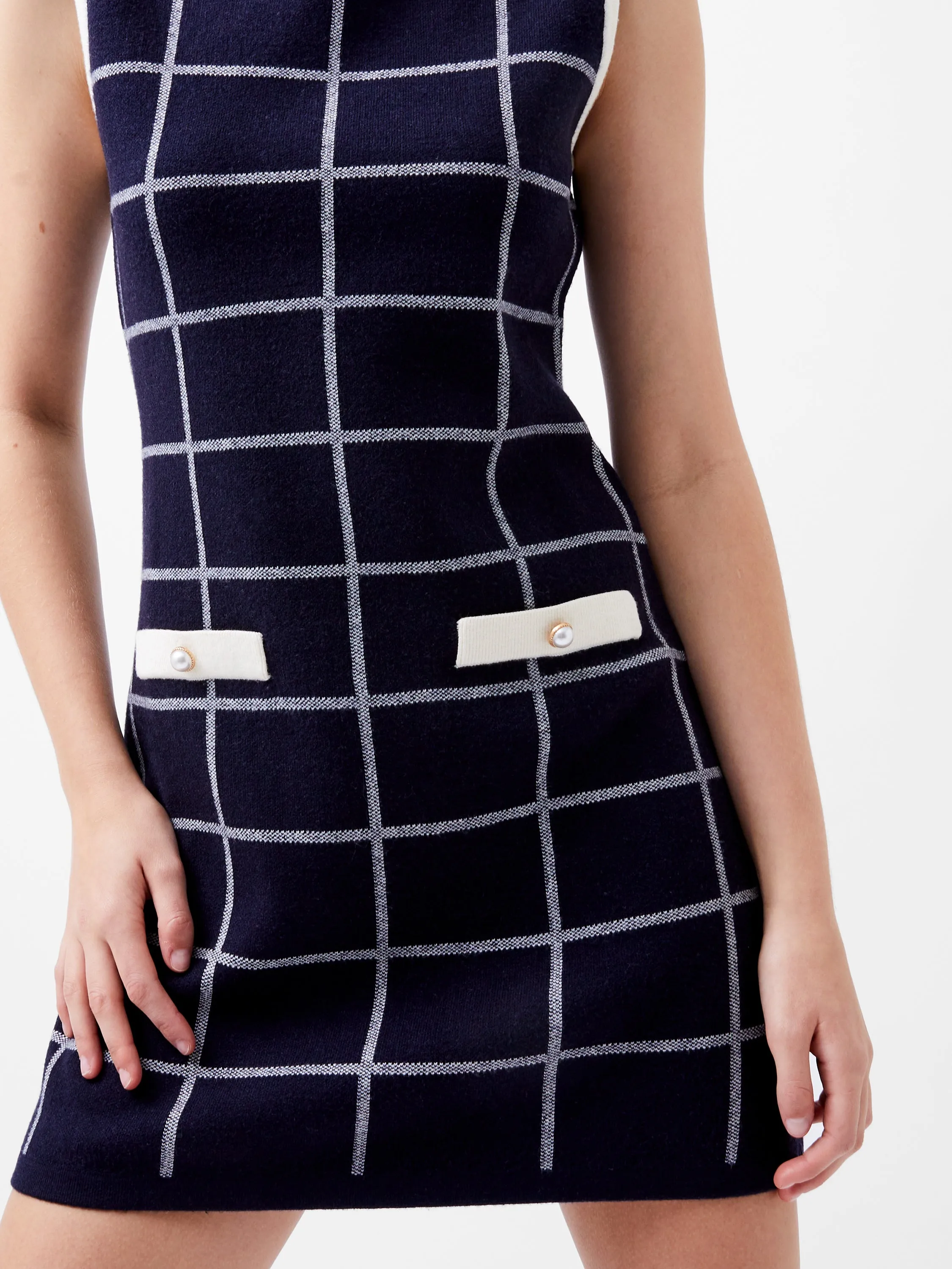 Check Sleeveless Crew Dress