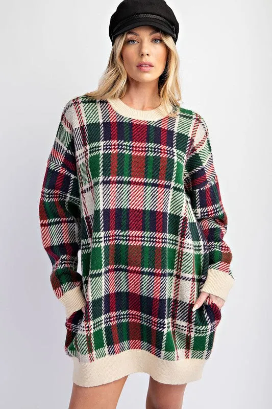 Check Tunic Knit Dress