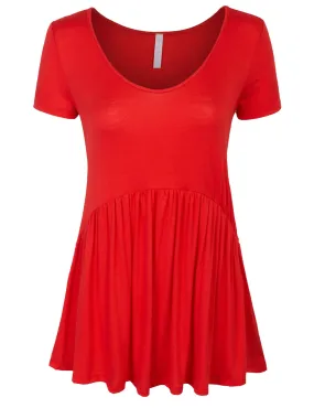 [Clearance] Womens Short Sleeve Scoop Neck Baby Doll Tunic Top