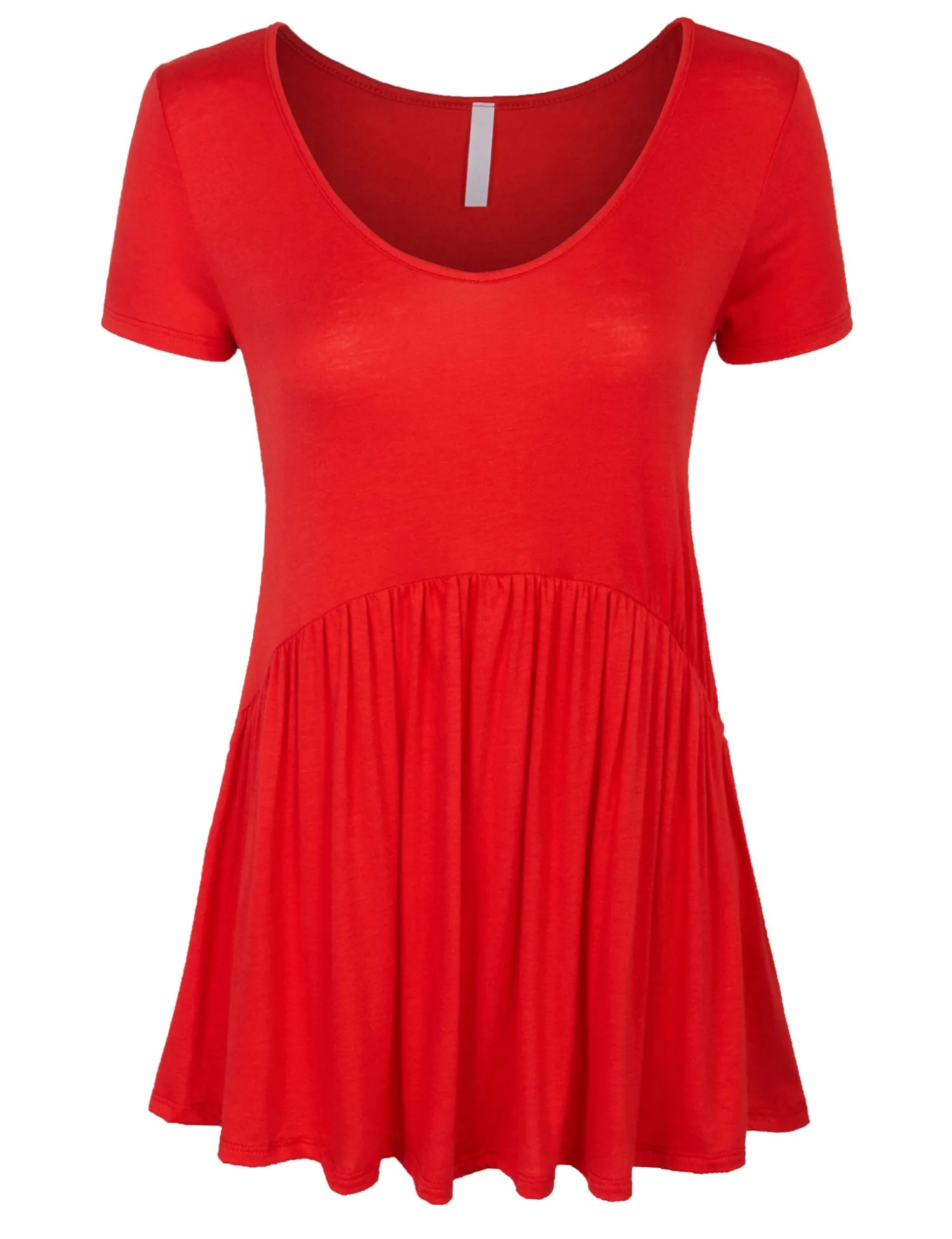 [Clearance] Womens Short Sleeve Scoop Neck Baby Doll Tunic Top