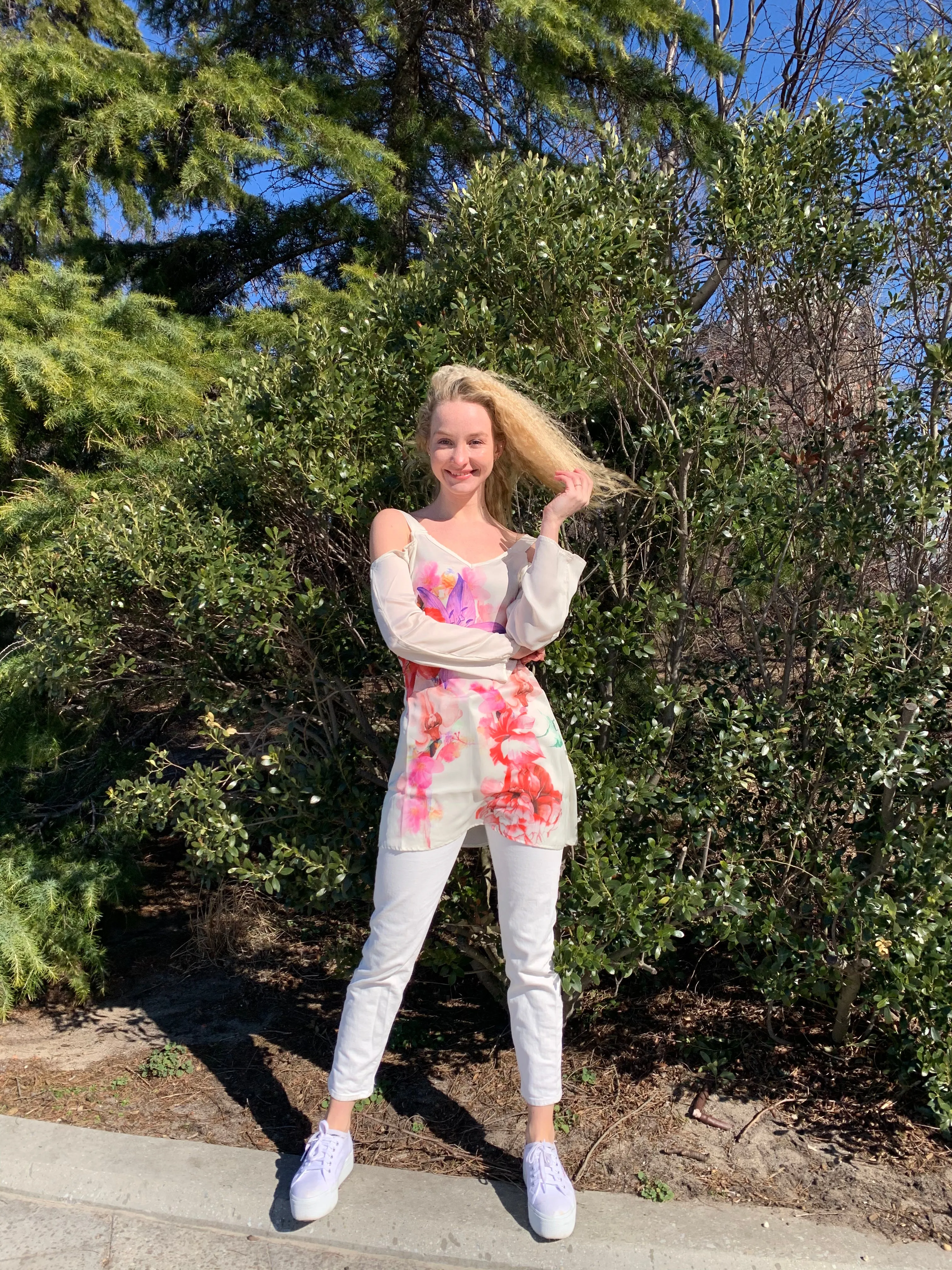 Cold shoulder floral top