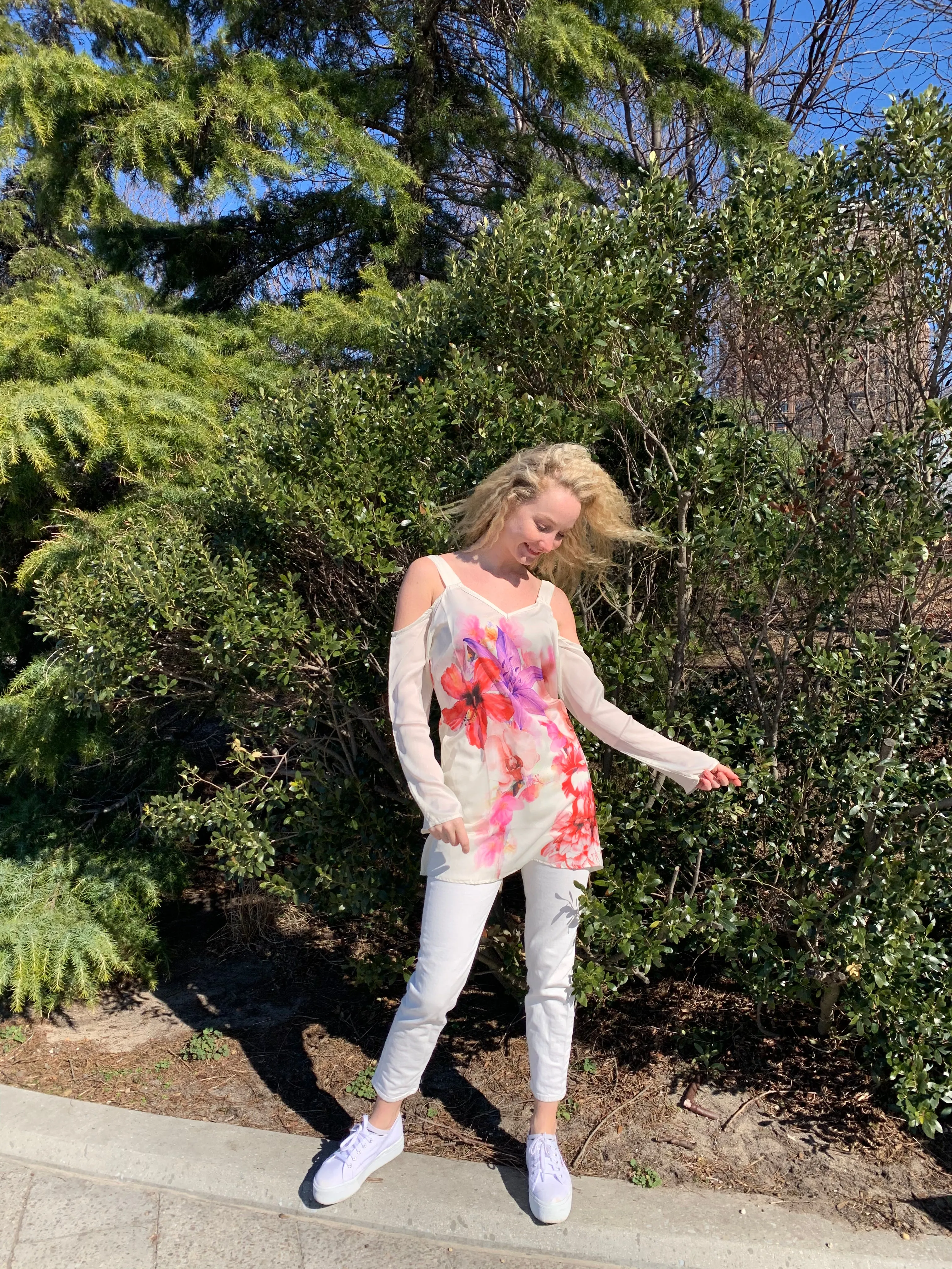 Cold shoulder floral top