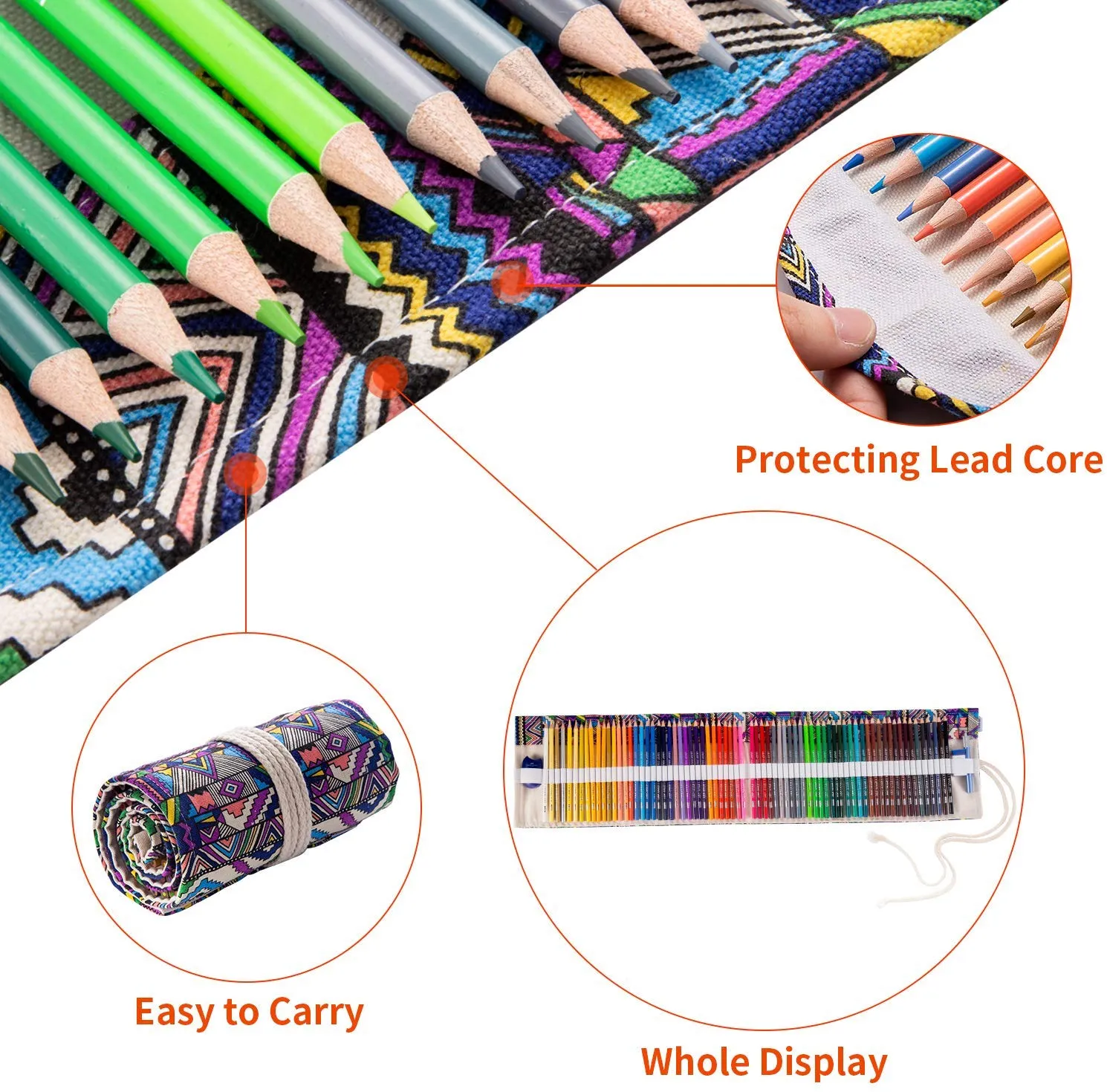 Colored Pencil Roll-Up Set - 72 Piece