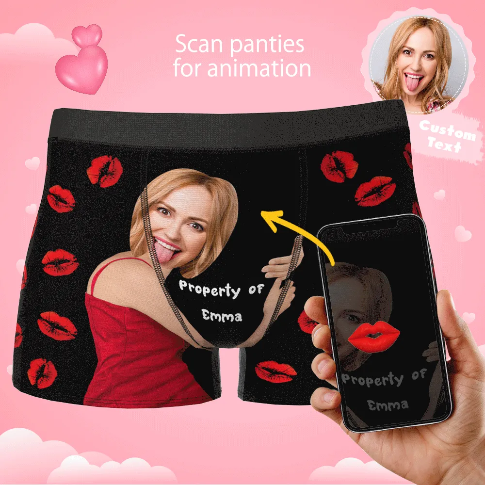 Custom Sexy Red Lips Boxer Brief with Face & Name