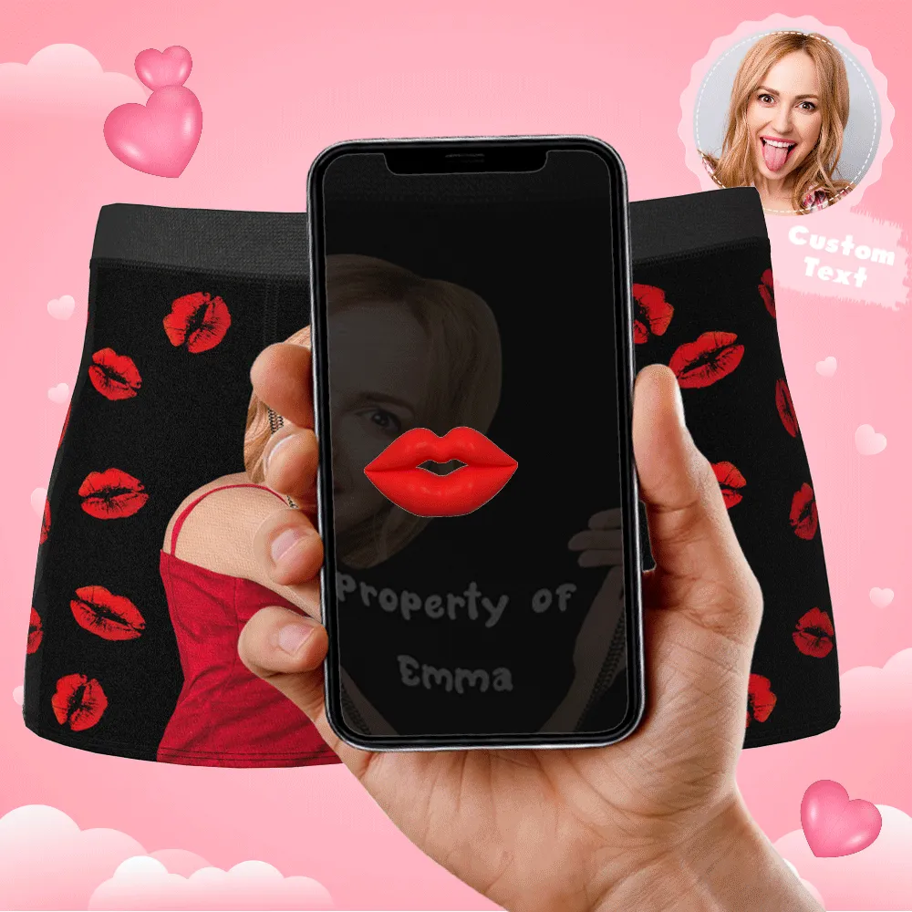 Custom Sexy Red Lips Boxer Brief with Face & Name