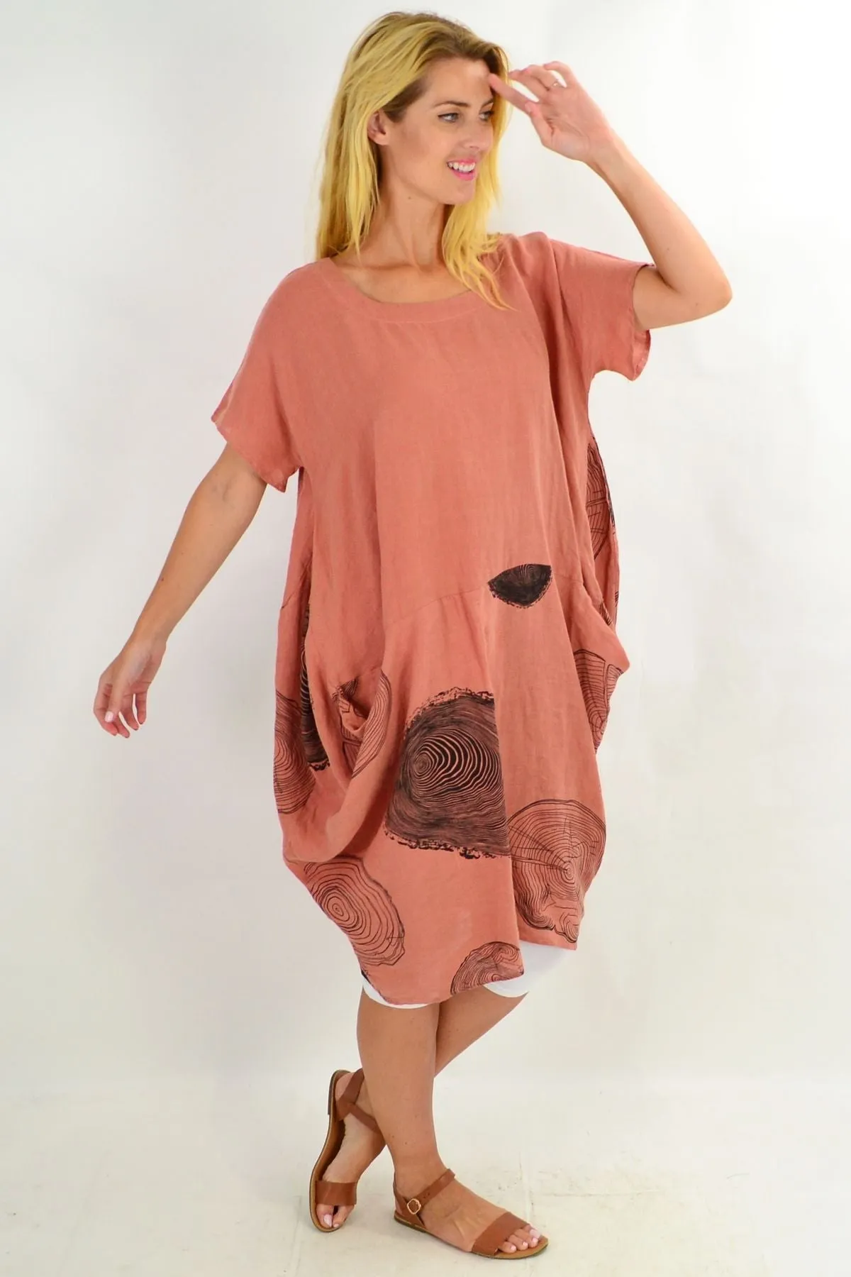 Dark Salmon Timeless Linen Tunic Dress