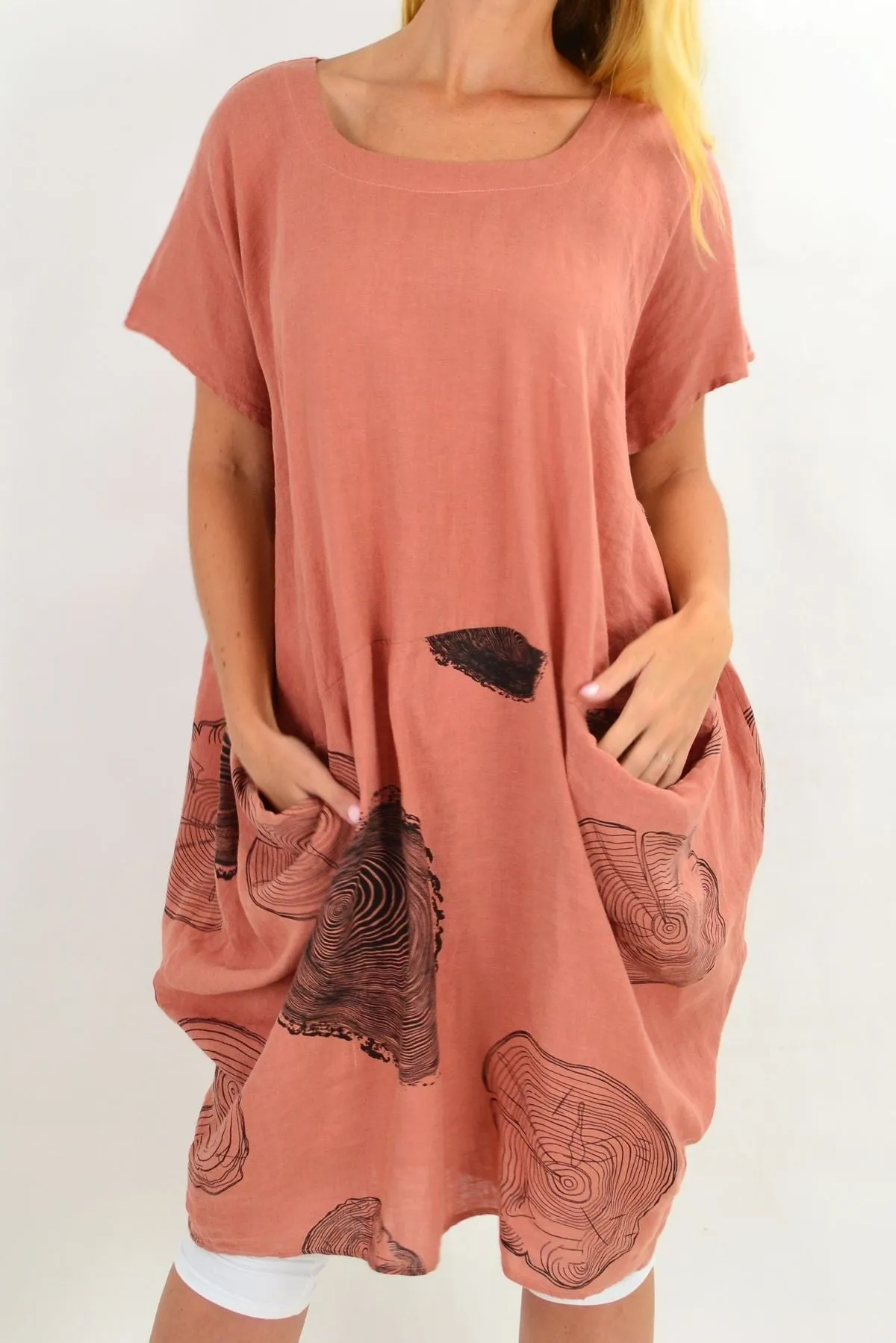 Dark Salmon Timeless Linen Tunic Dress