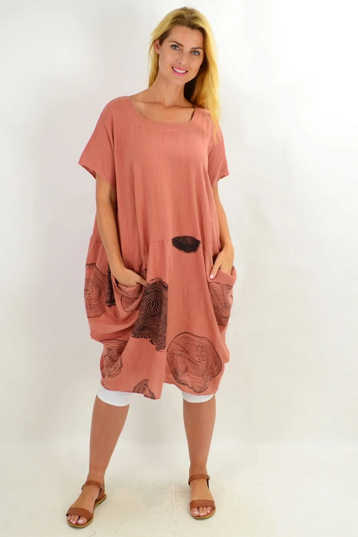 Dark Salmon Timeless Linen Tunic Dress