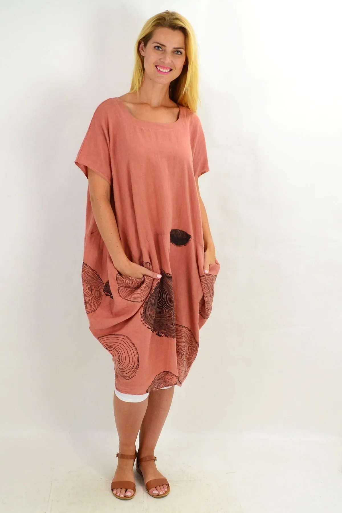 Dark Salmon Timeless Linen Tunic Dress