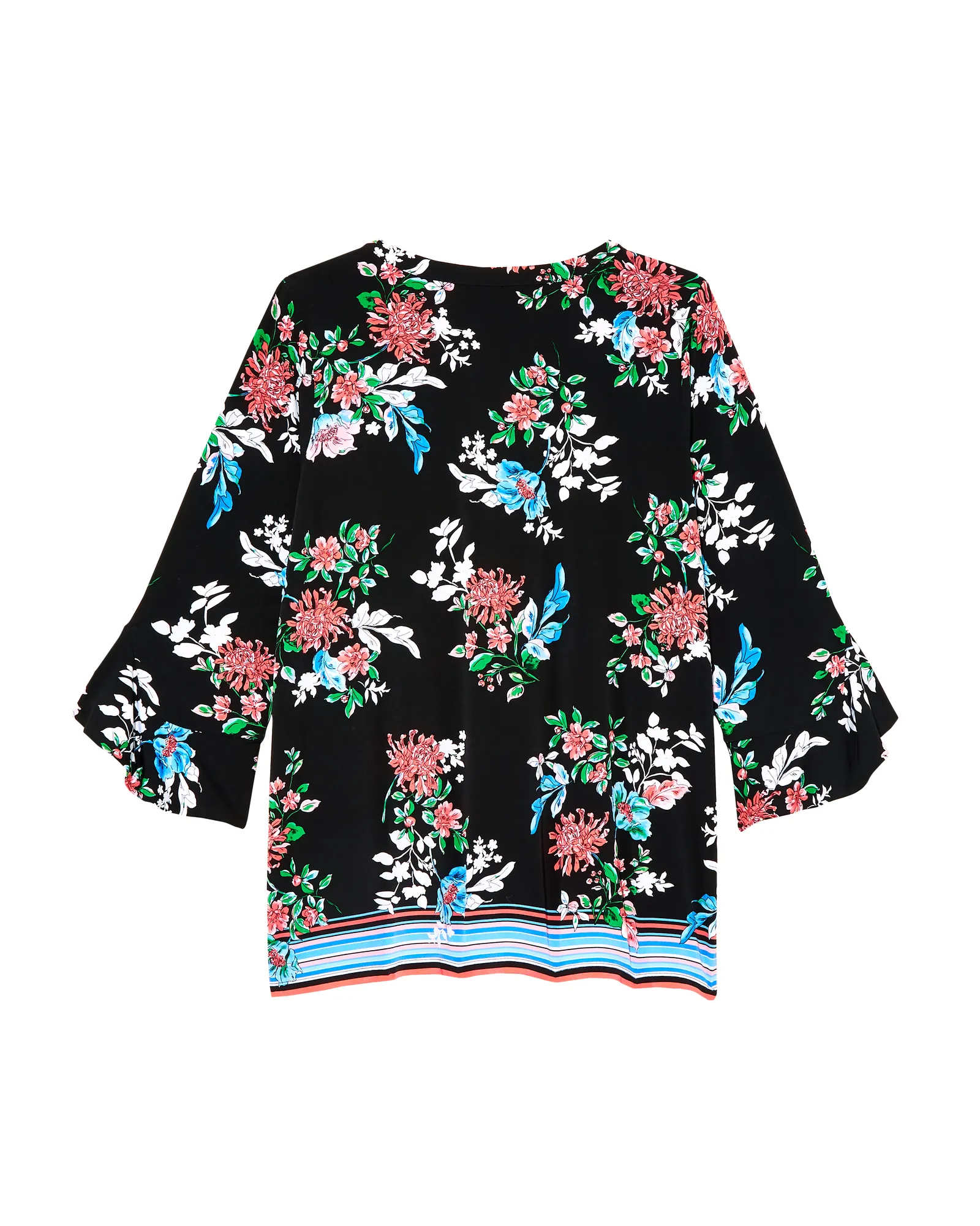 Diana Ruffle Sleeve Tunic Top | Black / Orange