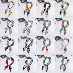 DIY Print Small Scarf Women Riband Handle Bags Scarf Narrow Long Wrist Small Ribbon Fashion Hair Band Scarves & Wraps
