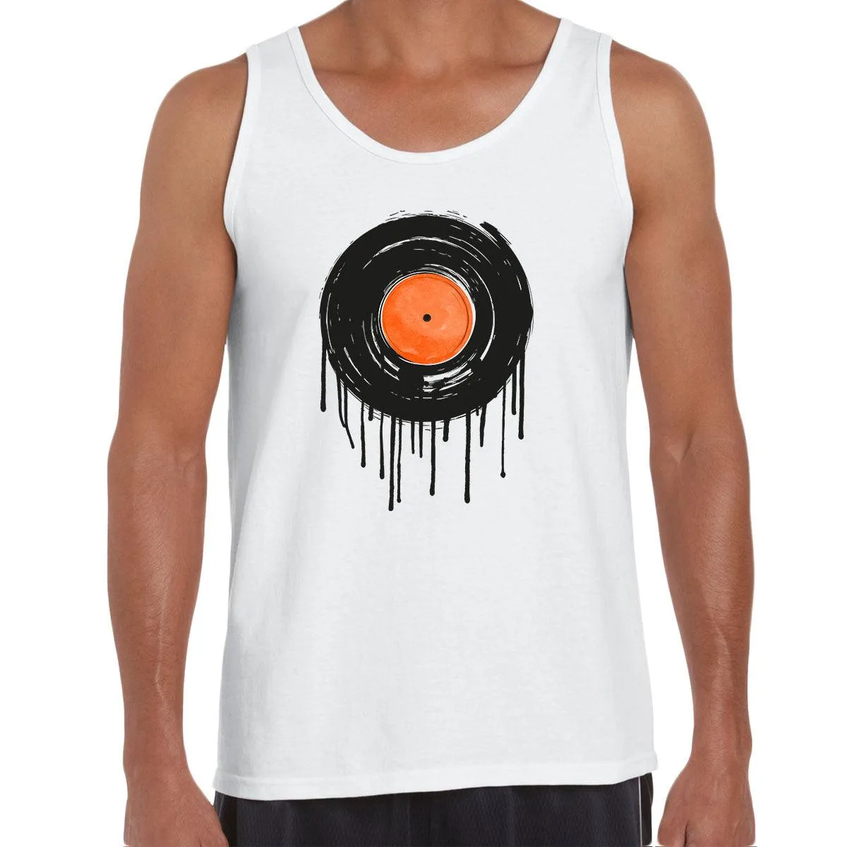 DJ Tee Vinyl Minimal Drum & Bass Novelty Deck Decks Turntable LP Record Unisex Tank Top