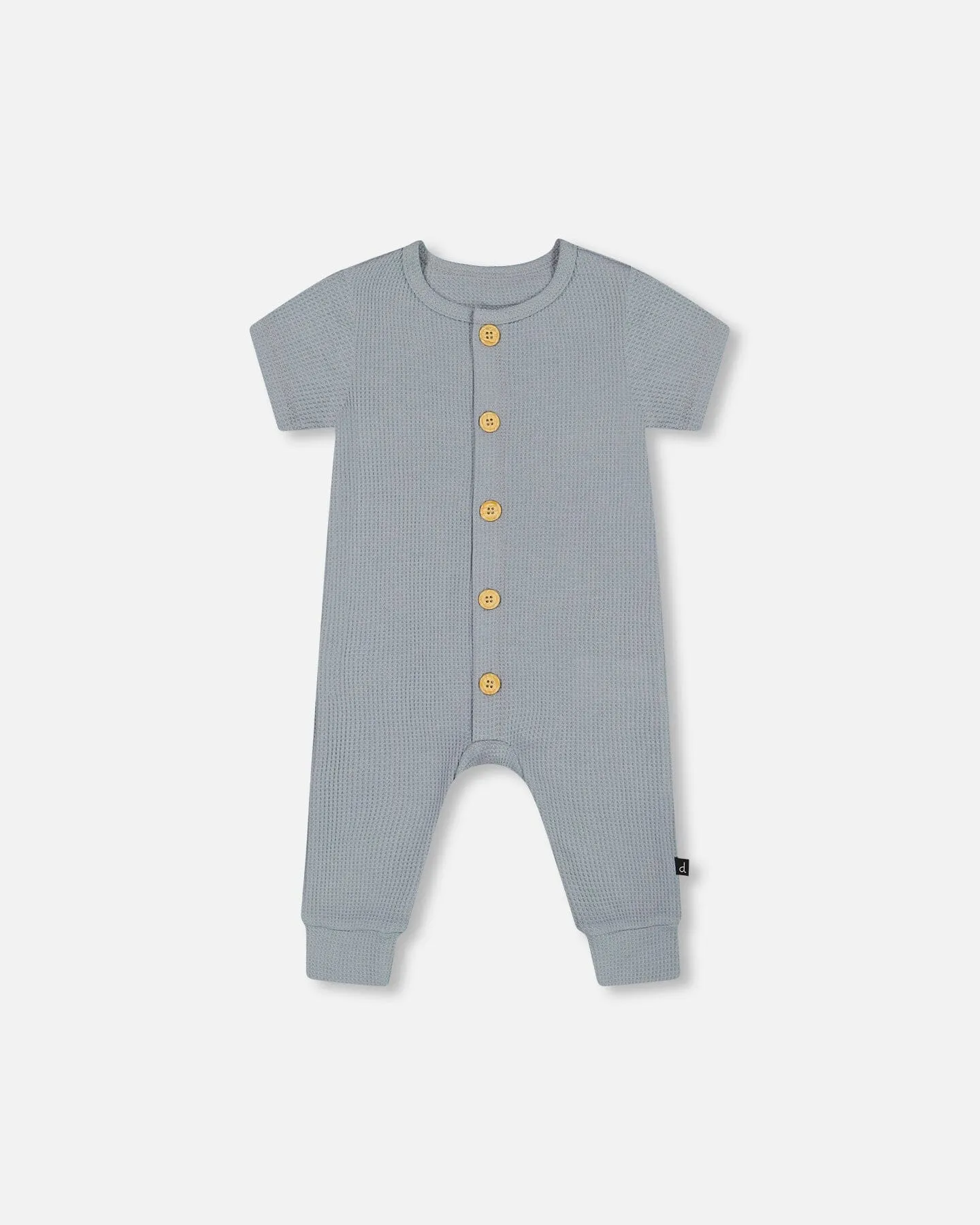 DPD Waffle Cotton Jumpsuit in Blue Gray
