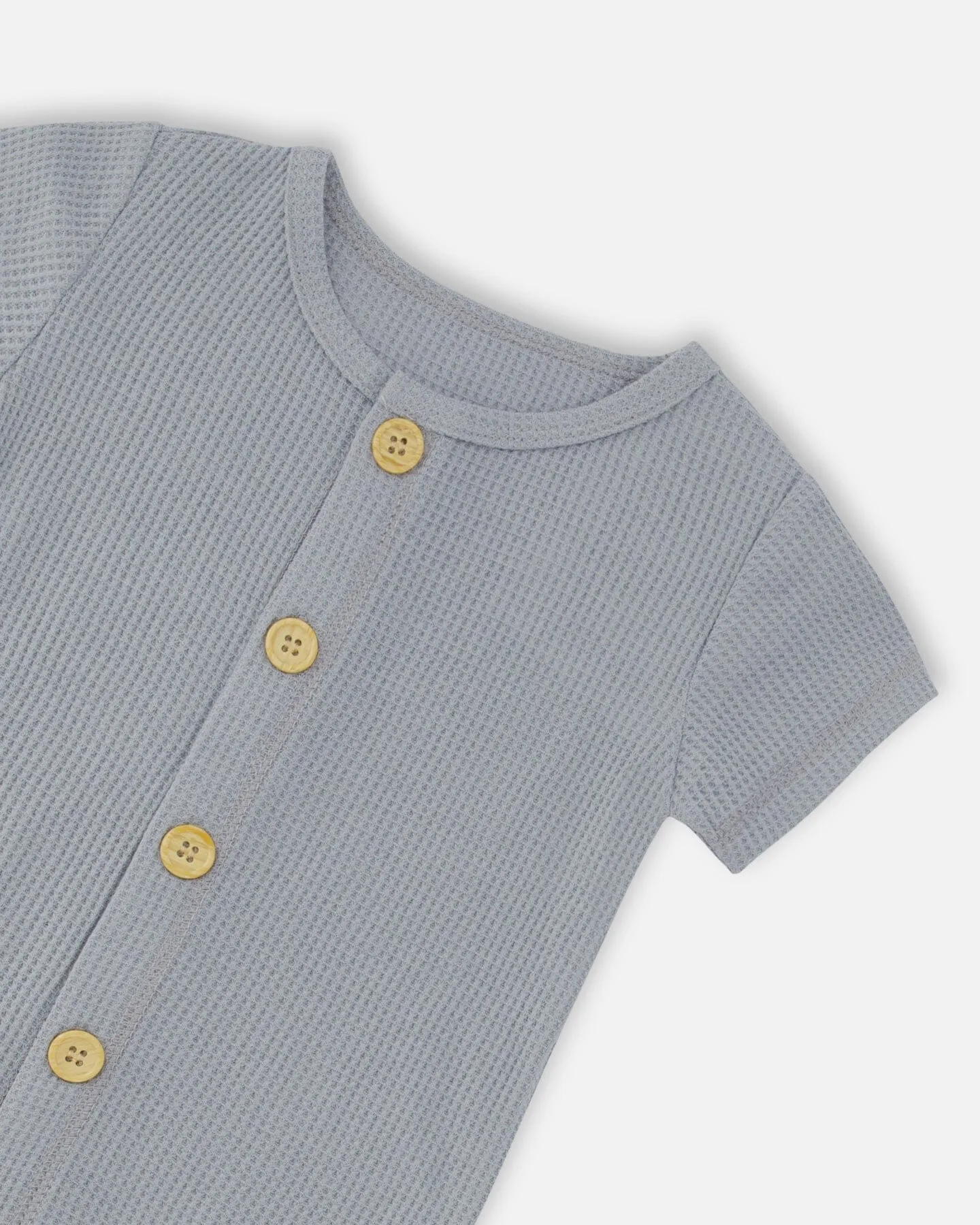 DPD Waffle Cotton Jumpsuit in Blue Gray