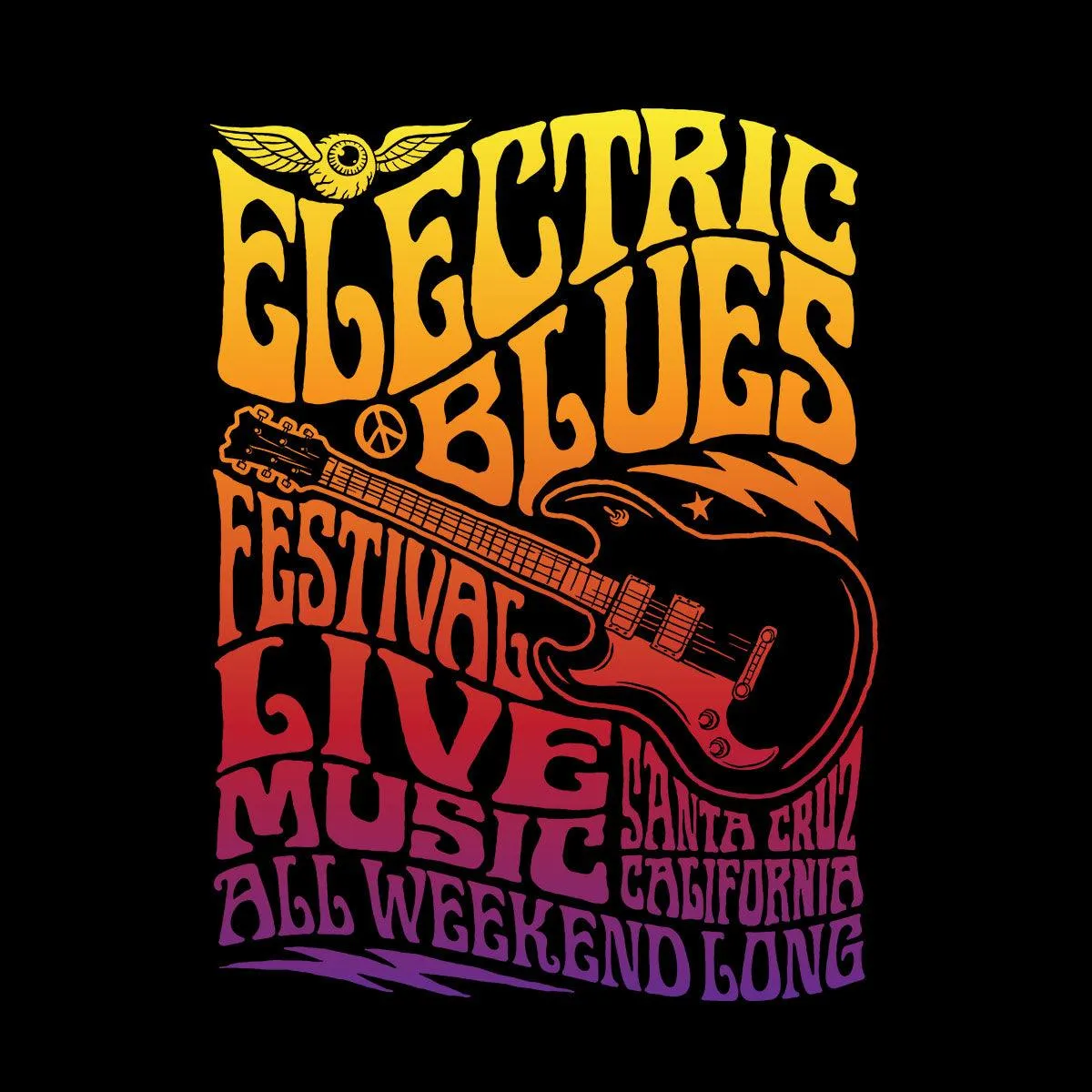 Electric Blues Live Music festival Santa Cruz California Typographygraphy Unisex Tank Top