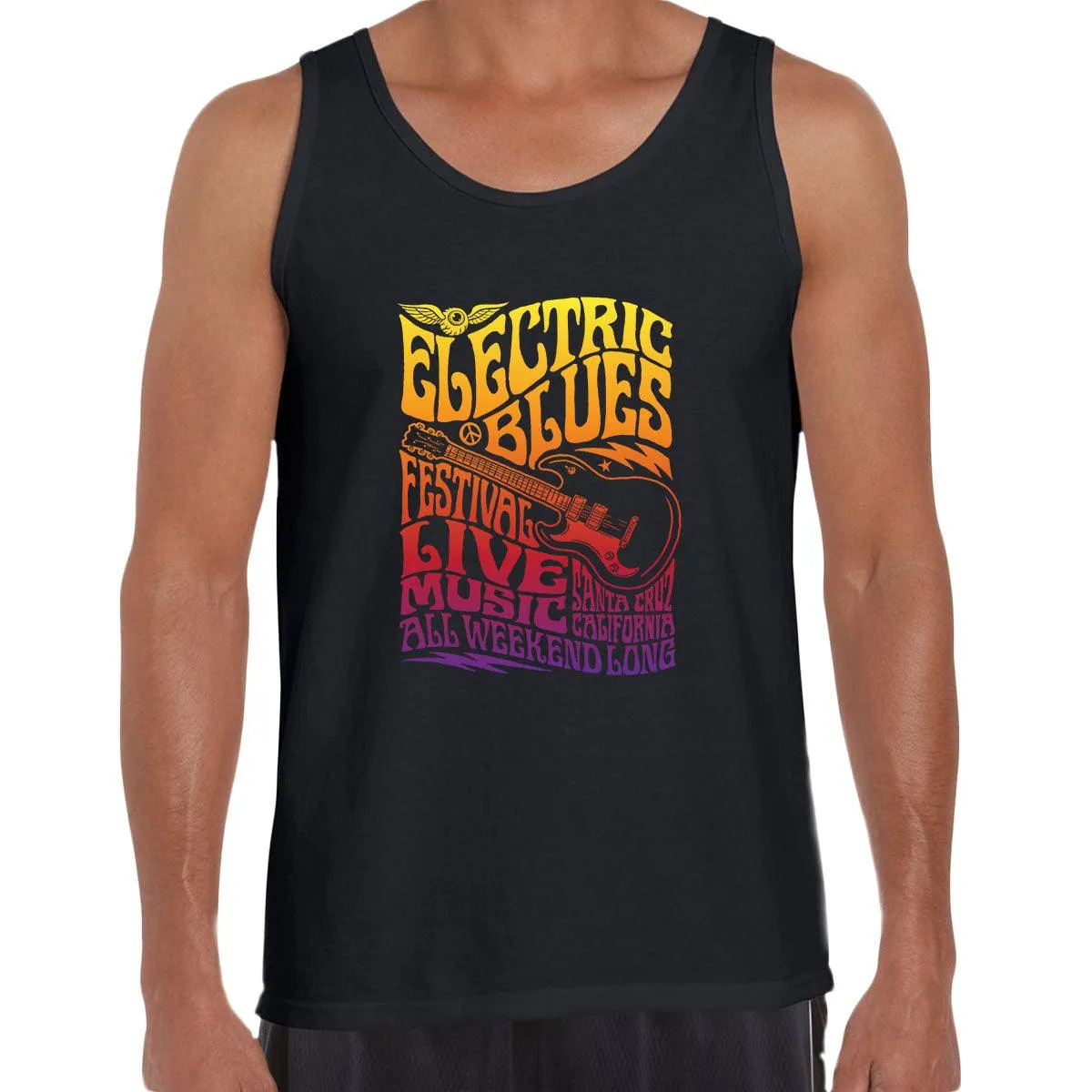 Electric Blues Live Music festival Santa Cruz California Typographygraphy Unisex Tank Top