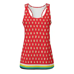 Elk Teeth on Red Eco-friendly Women's Tank Top