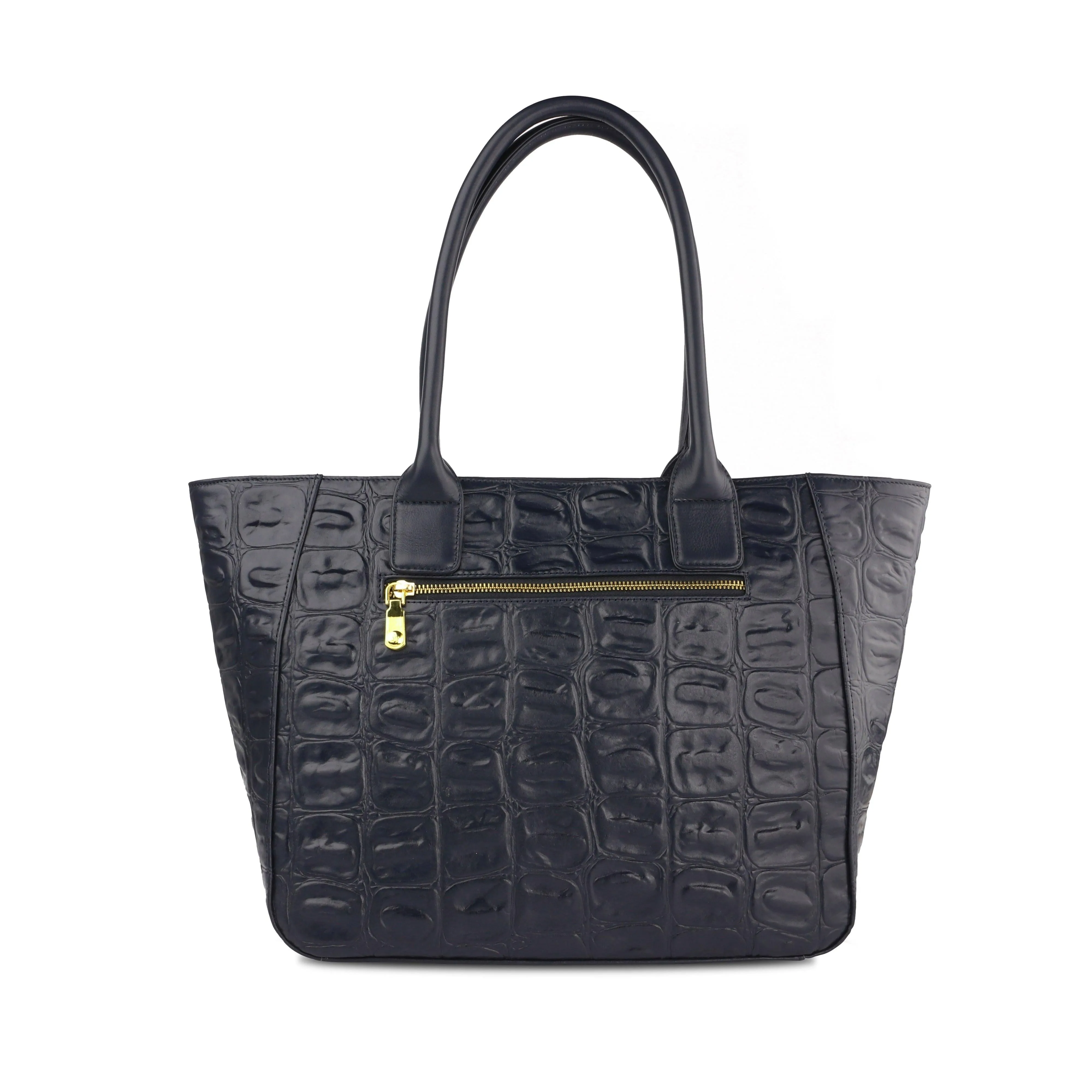 Elvis Tote | Leather Tote Bag For Women | Croco Embossed Genuine Leather | Color: Brown, Black & Green