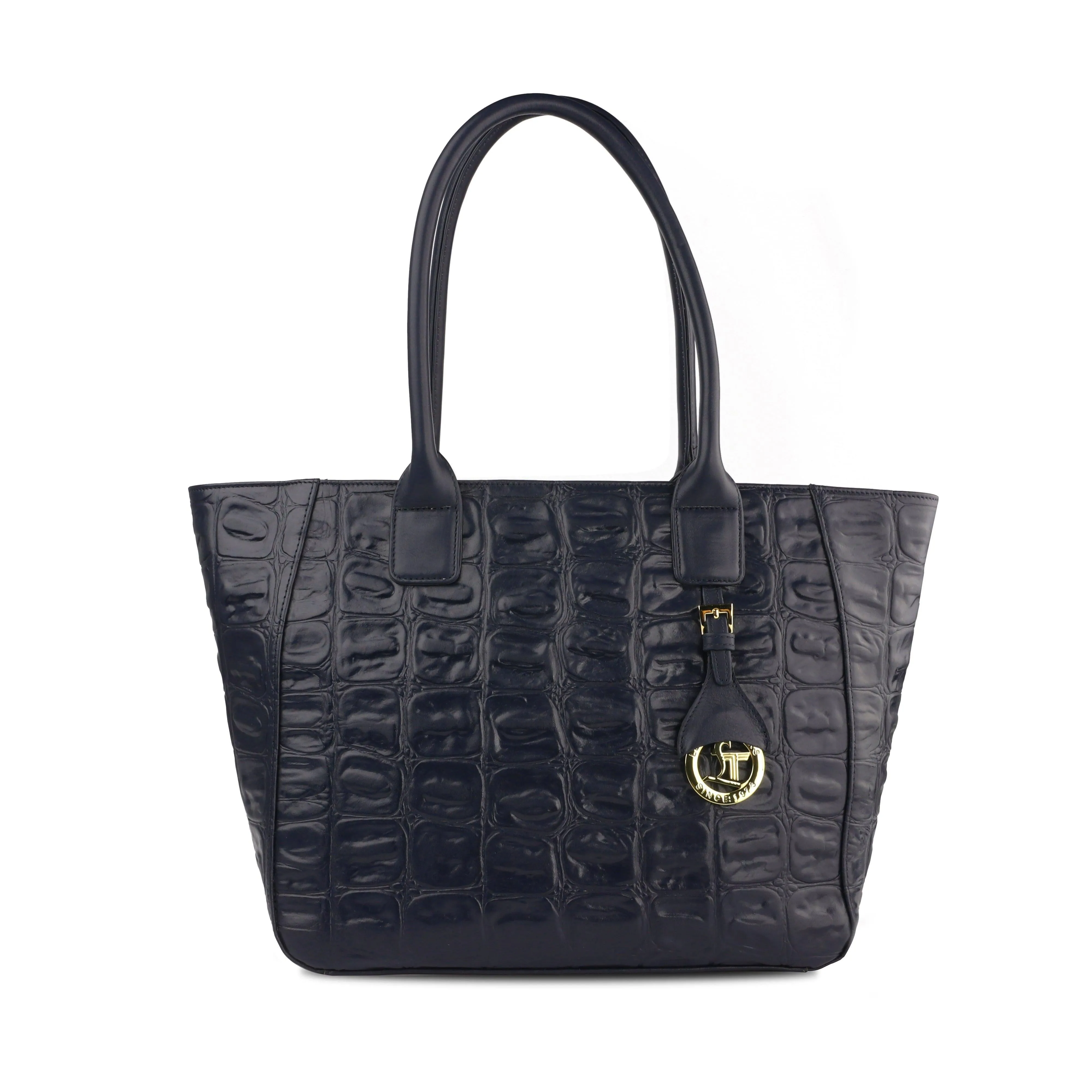 Elvis Tote | Leather Tote Bag For Women | Croco Embossed Genuine Leather | Color: Brown, Black & Green