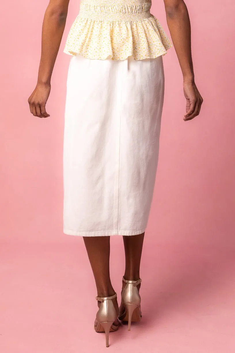 Emma Denim Skirt in White - FINAL SALE
