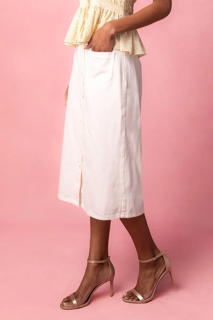 Emma Denim Skirt in White - FINAL SALE