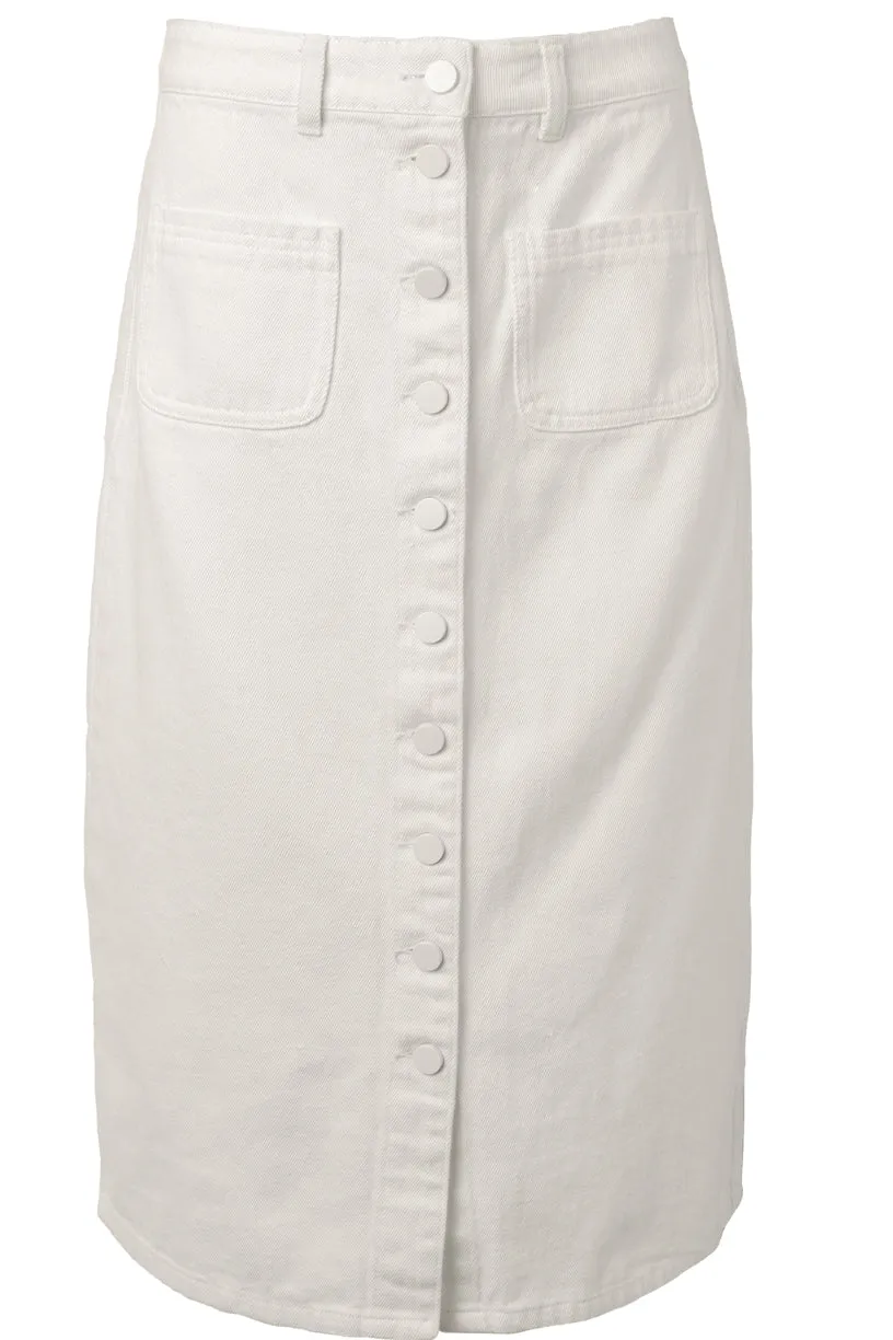 Emma Denim Skirt in White - FINAL SALE