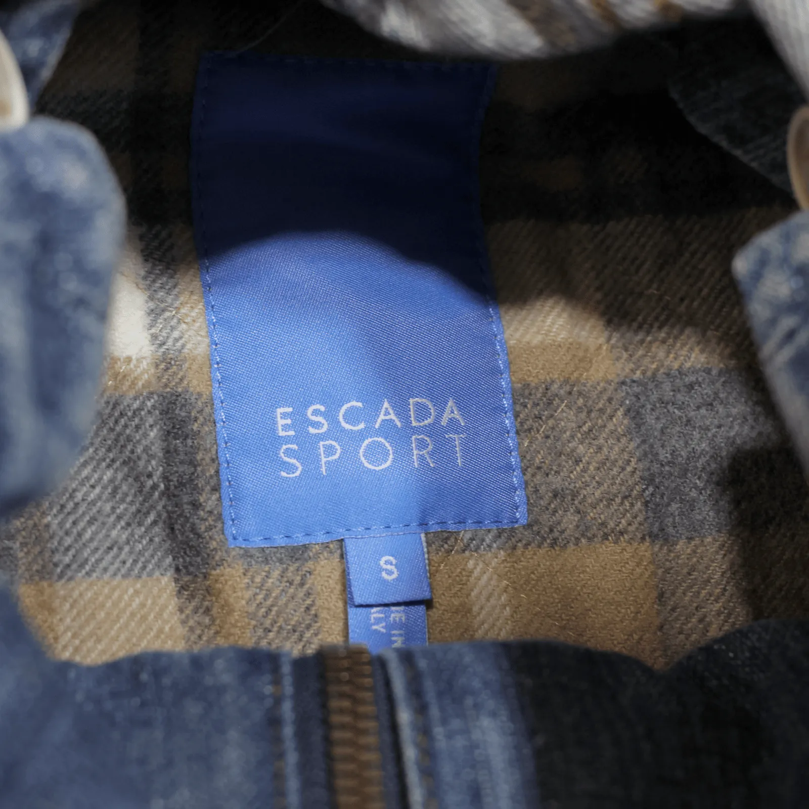 ESCADA SPORT Blanket Lined Overcoat Denim Coat Blue Womens S