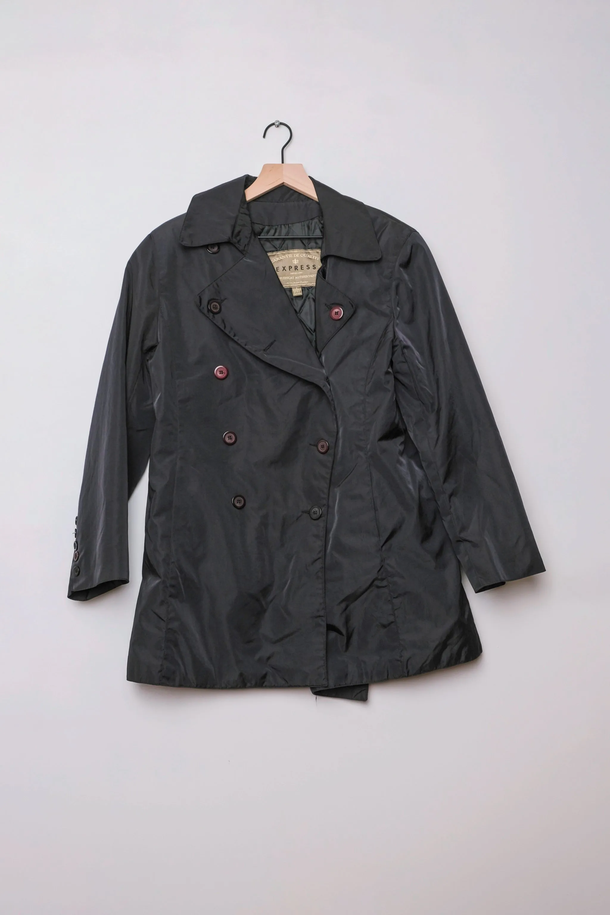 Express Black Double Breasted Jacket, Small, 90s Menswear, Water Resistant
