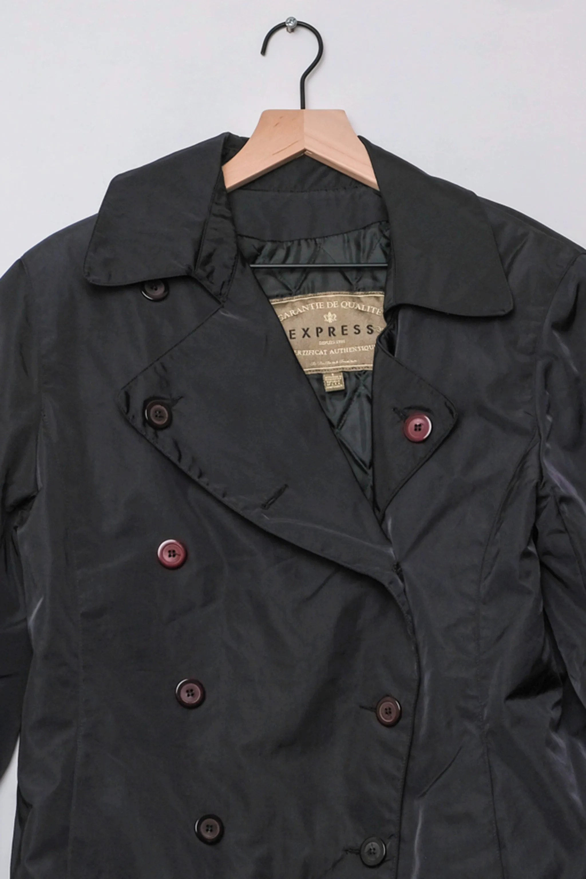 Express Black Double Breasted Jacket, Small, 90s Menswear, Water Resistant