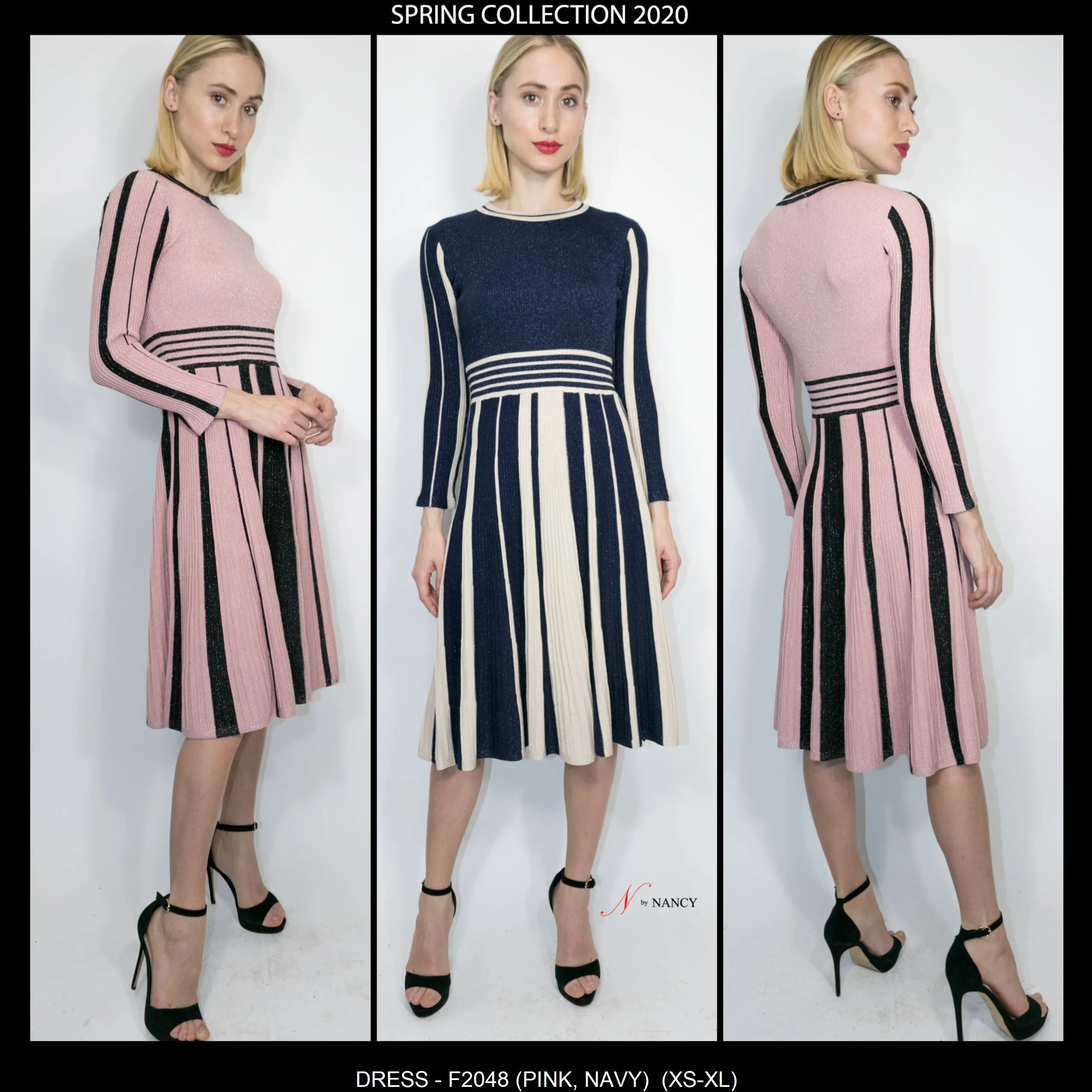F2048 DRESS (PINK, NAVY)