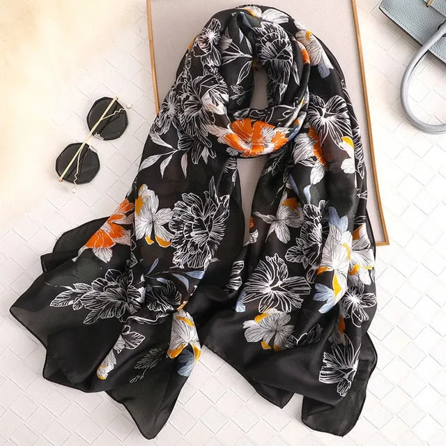 Fashion Silk Scarf Printed Bandana Shawl #C023