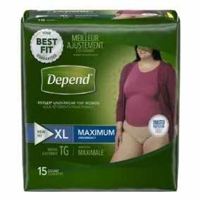 Female Adult Absorbent Underwear Depend  FIT-FLEX  Pull On with Tear Away Seams X-Large Disposable H Count of 15 By Kimberly Clark
