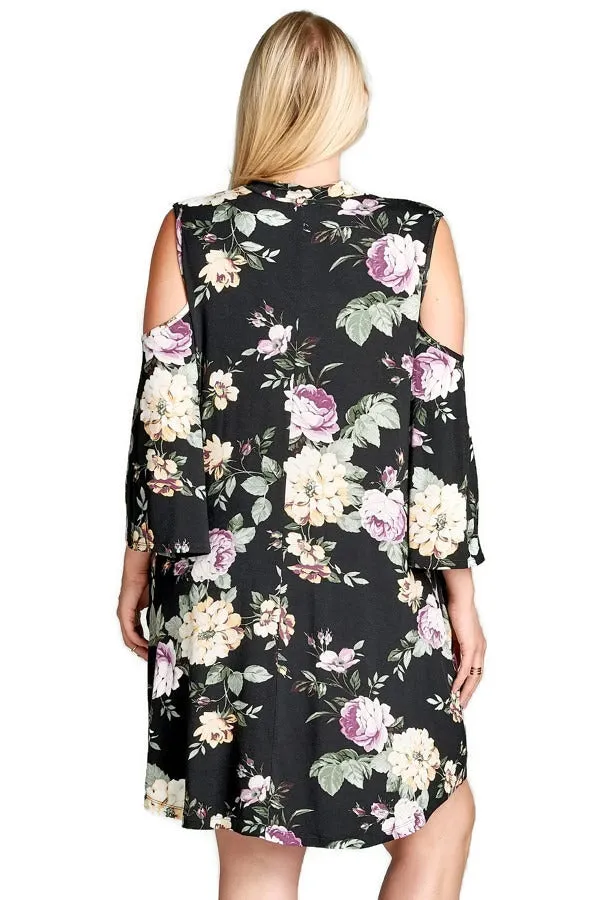 Floral Vibes Choker Swing Dress, Black