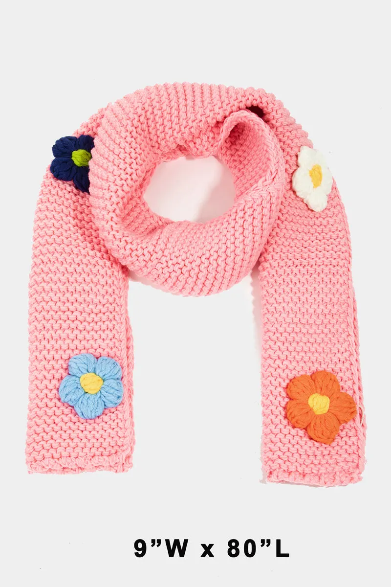 Flower Knitted Crochet Scarf