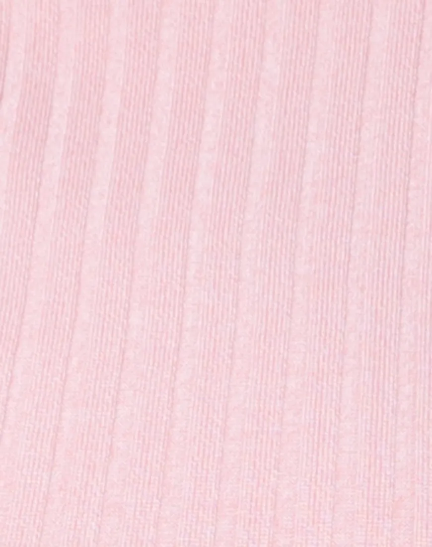 Forbes Bodycon Dress in Ribbed Pink