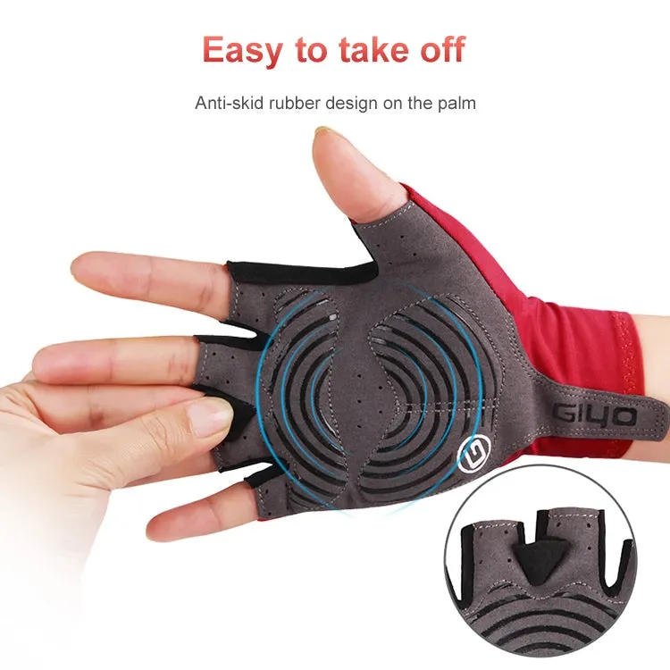 GIYO Outdoor Half-Finger Gloves Mountain Road Bike Cycling Gloves, Size: XL(Light Blue)