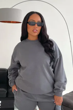 Glamify premium essential relaxed steel grey sweatshirt