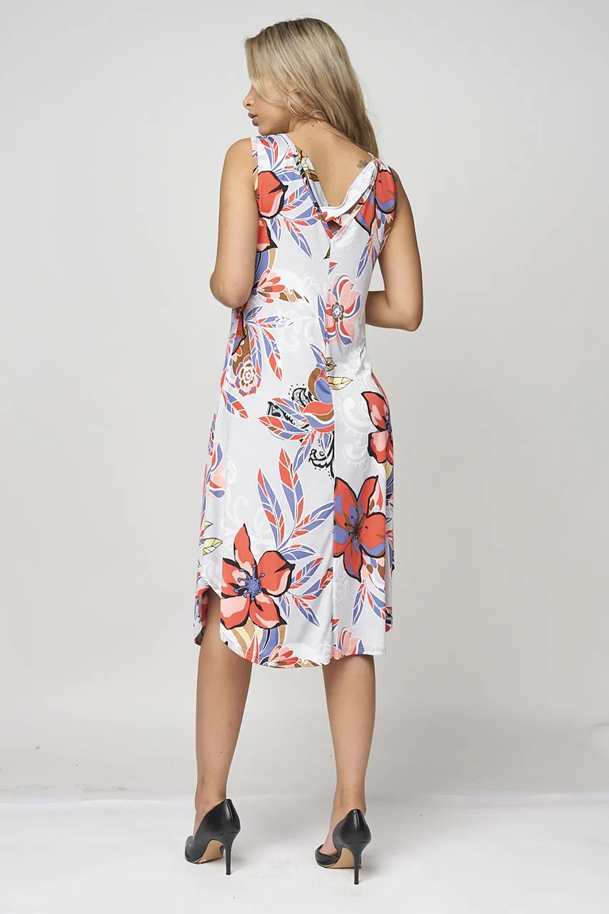 Grey Floral Print Plus Size Tunic Dress