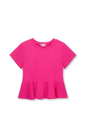 Habitual Short Sleeve Peplum Top Dark Pink CGA07152S 5109