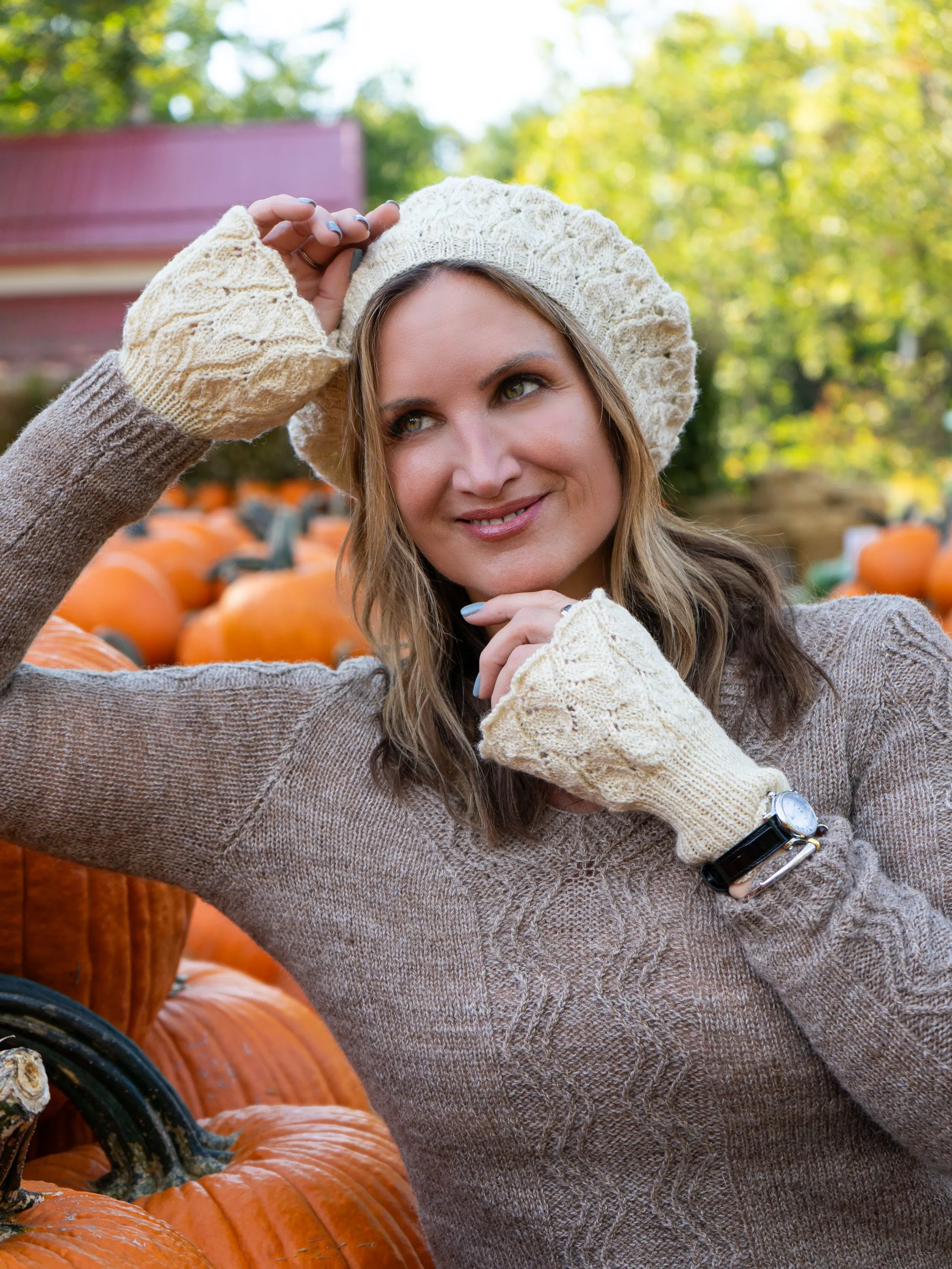 Hellebores Lace Beret and Wristlet Set <br/><small>knitting pattern</small>