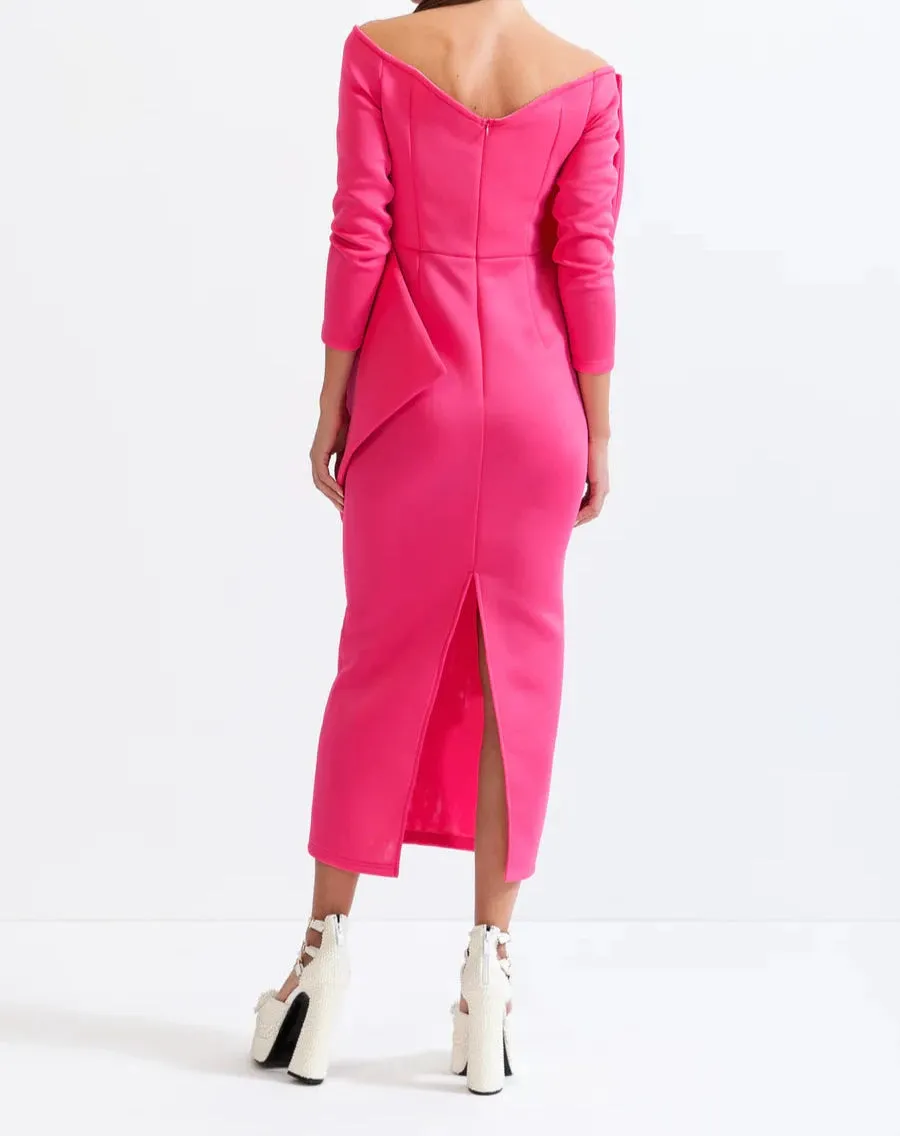 HELMI Long Sleeve Ribbon Bodycon Dress
