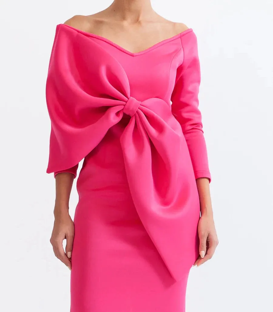 HELMI Long Sleeve Ribbon Bodycon Dress