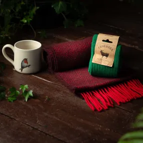 Herringbone Scarf, Cashmere Socks and Pottery Robin Mug