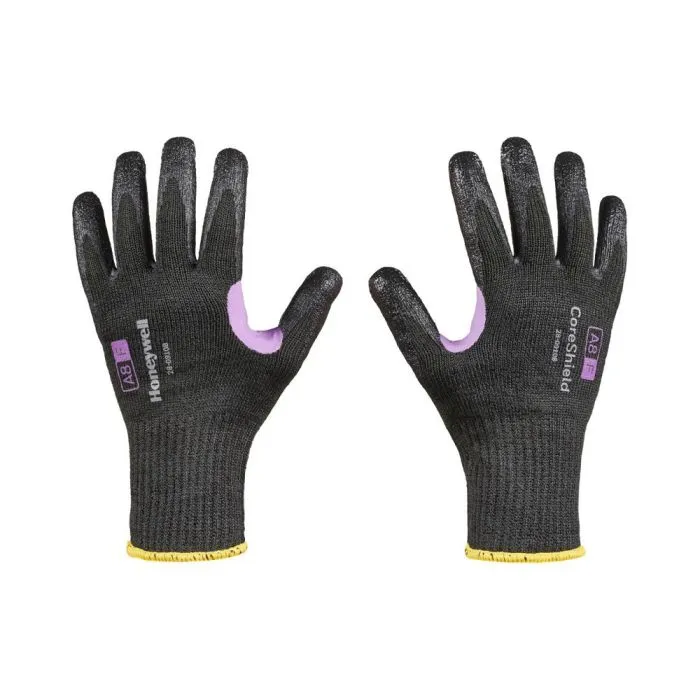 Honeywell 28-0910B/10XL CoreShield Smooth Nitrile Coating Cut Resistant Gloves With HPPE/Kevlar/Alloy Black Liner, Black, X-Large, Bag of 10